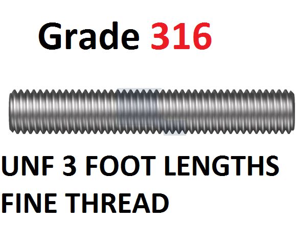 ALLTHREAD UNF GRADE 316 STAINLESS STEEL 3 FOOT LENGTHS